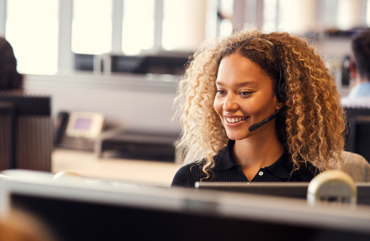 Telecommunications Woman in Call Center